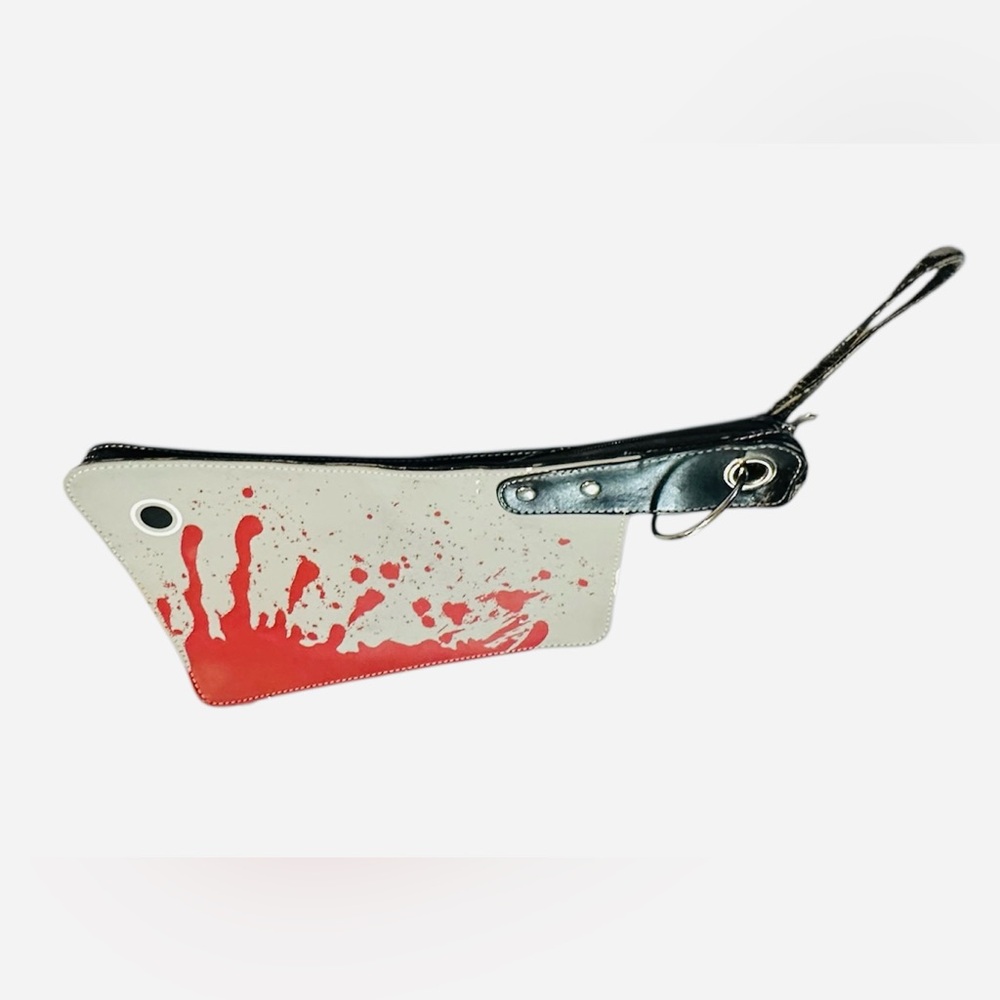 White and Red Splattered Butcher Knife Wristlet Halloween 👻